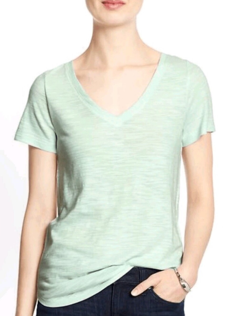 Universal Thread Mint V-Neck Short Sleeve Tee 100% Cotton